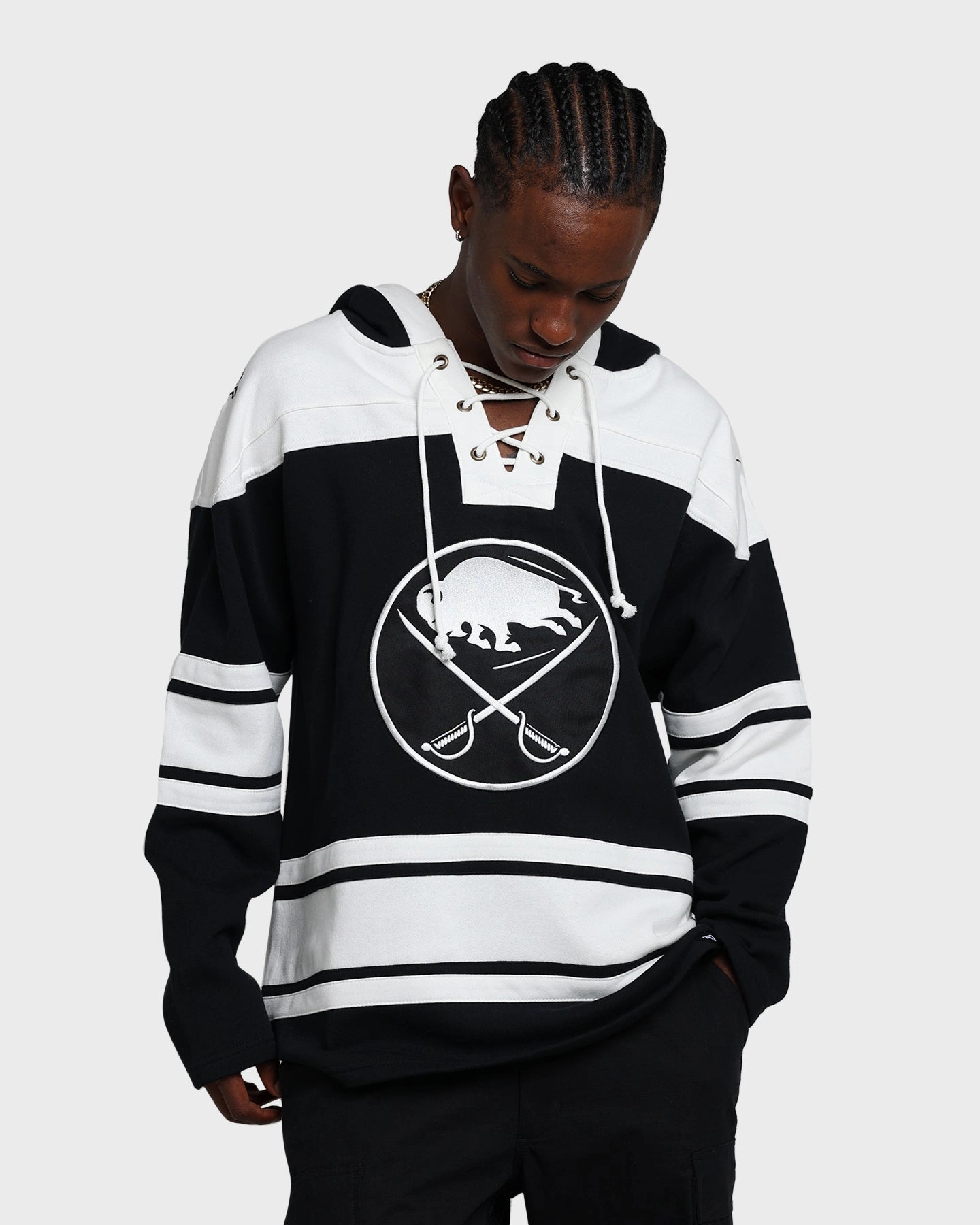 Minimalist Aesthetic Mousse 47 Brand Buffalo Sabres Superior Lacer Hoodie Jet Black