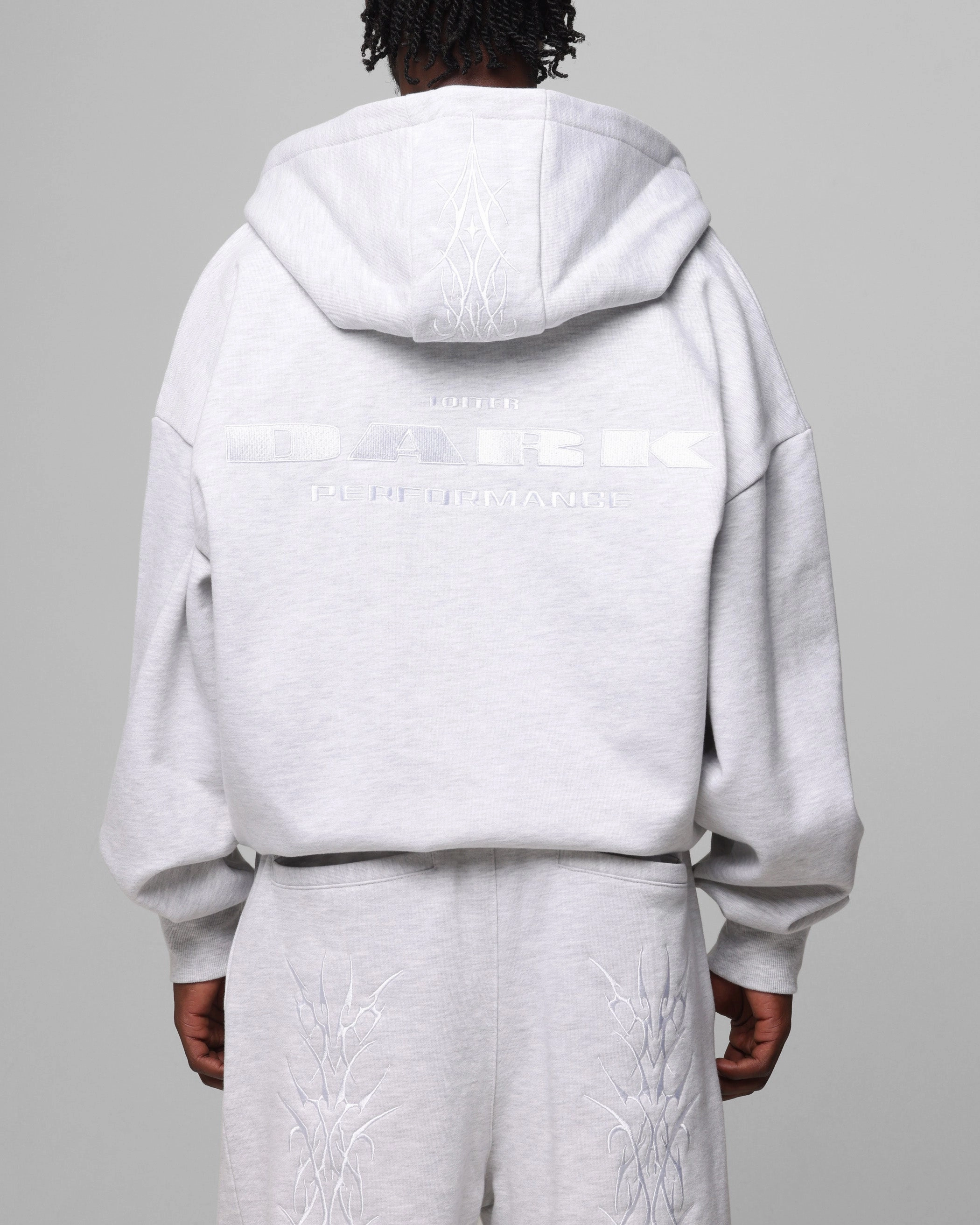 Loiter Blood Born Zip Hoodie Grey Marle NonIrritating Seams Elastic Free