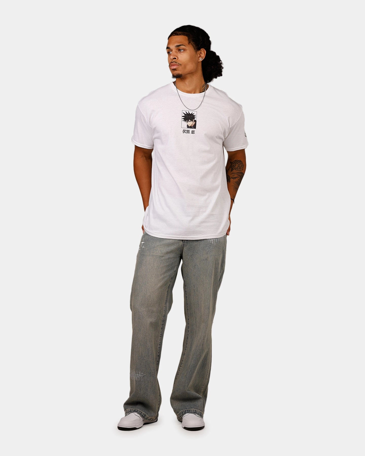 Goat Crew X Jujutsu Kaisen Fushiguro T-Shirt White PocketDetail