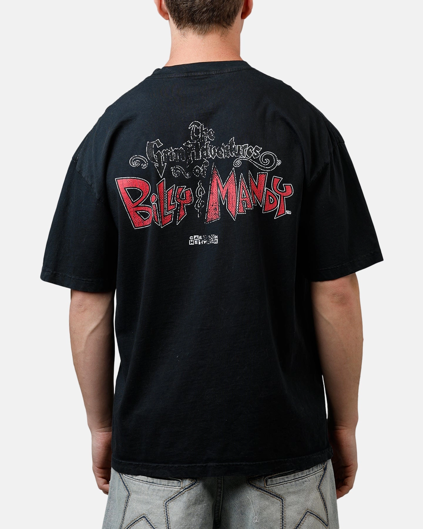 Striped modernity 73 Studio X Cartoon Network Bill & Mandy Grail Vintage T-Shirt Black Acidwash