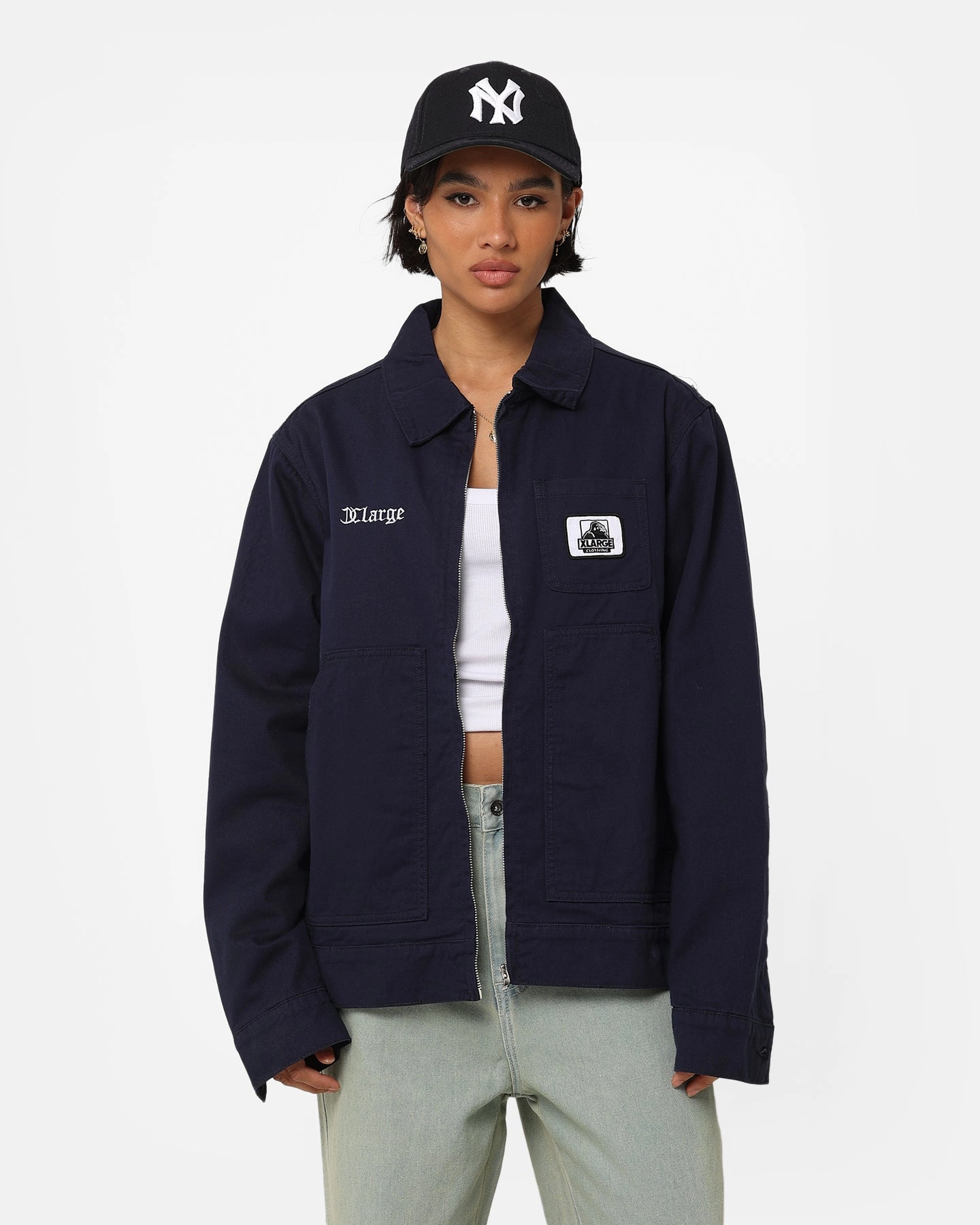 X-Large Patch Work Jacket Navy Functional Wrinkle Resistant