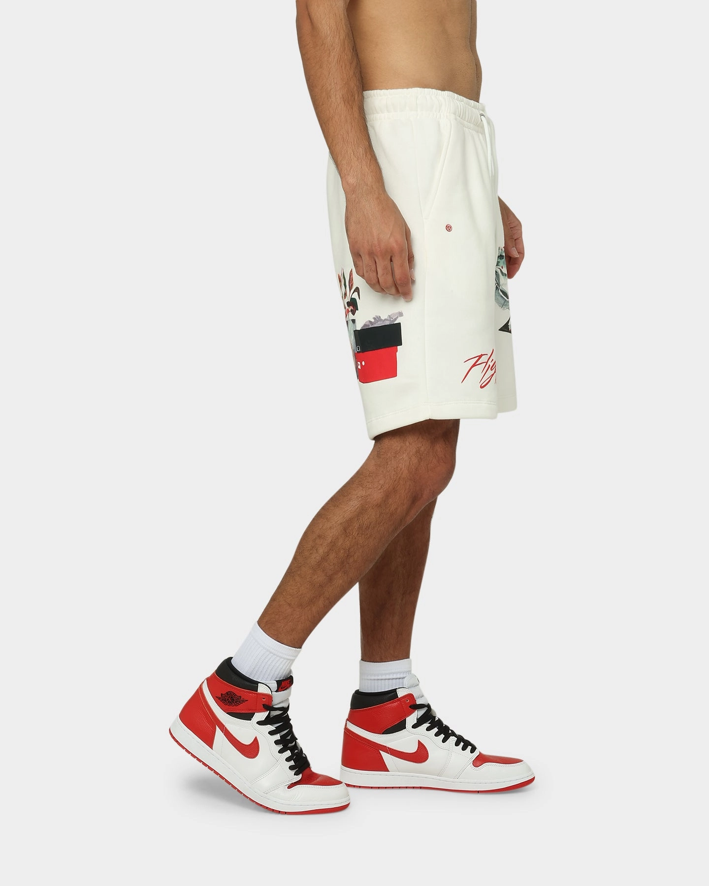 Jordan Flight Artist Series Fleece Shorts Sail/Black/University Red Coastal Style