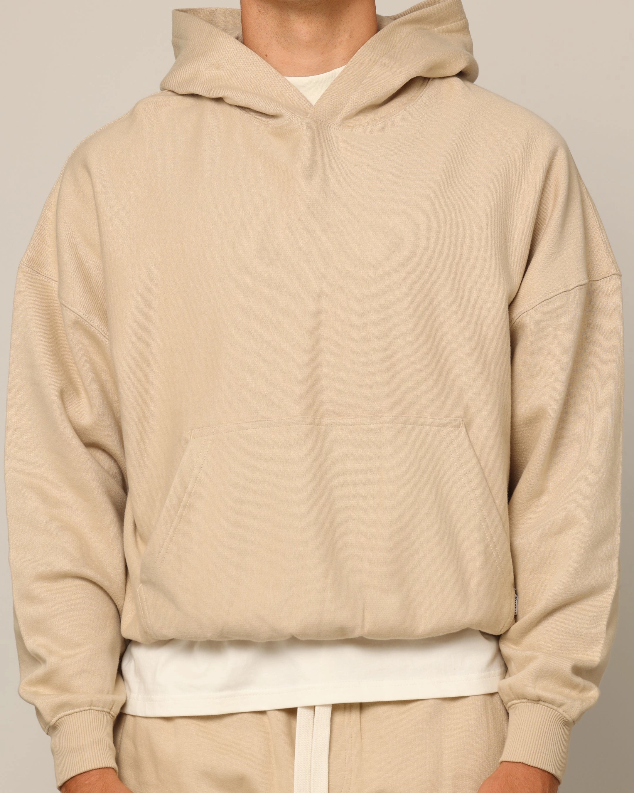 Surf Multi Pocket Carr?? Blanc Oversized Hoodie Stone