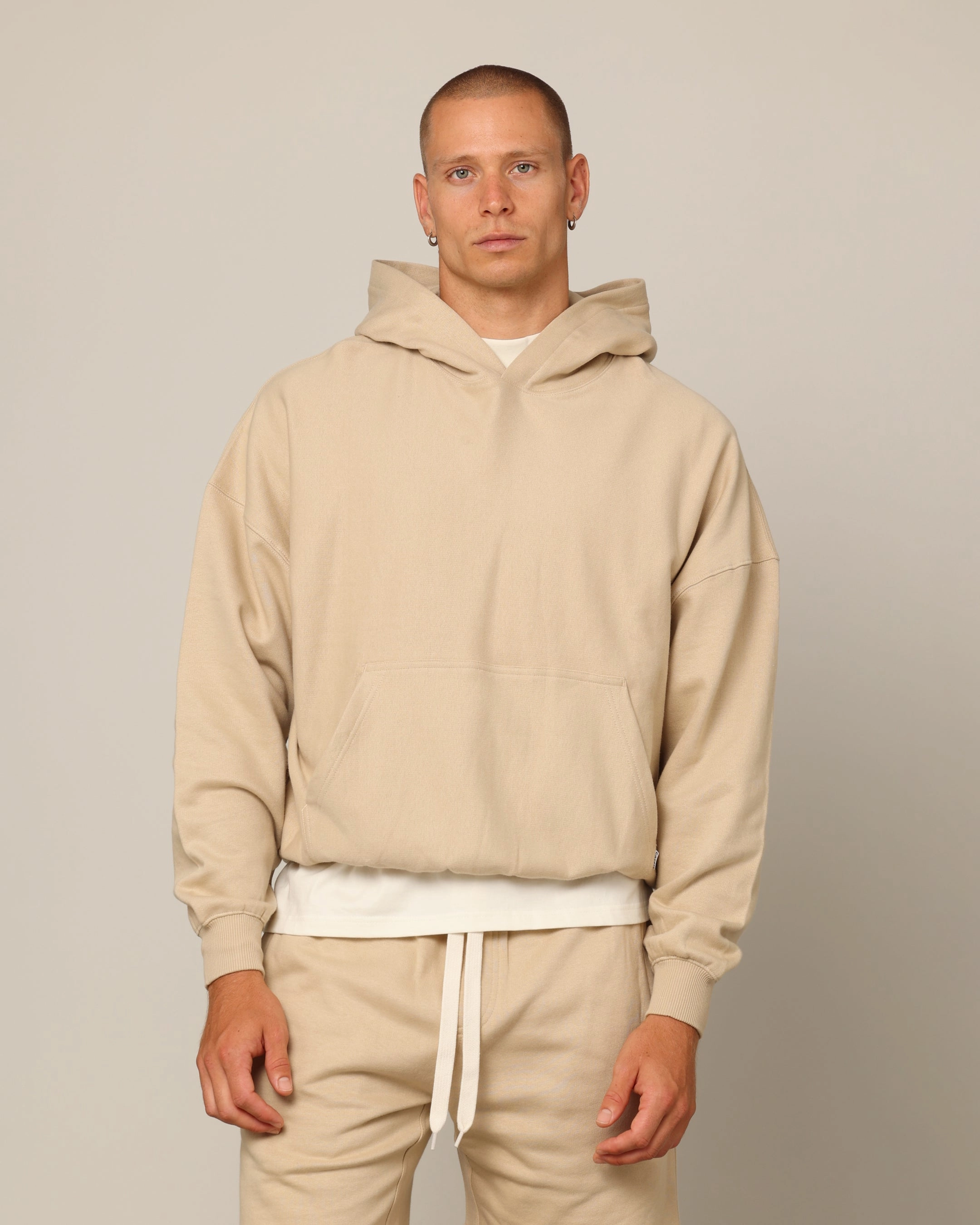 Carr?? Blanc Oversized Hoodie Stone Hooded Storage Compartment Aftershave