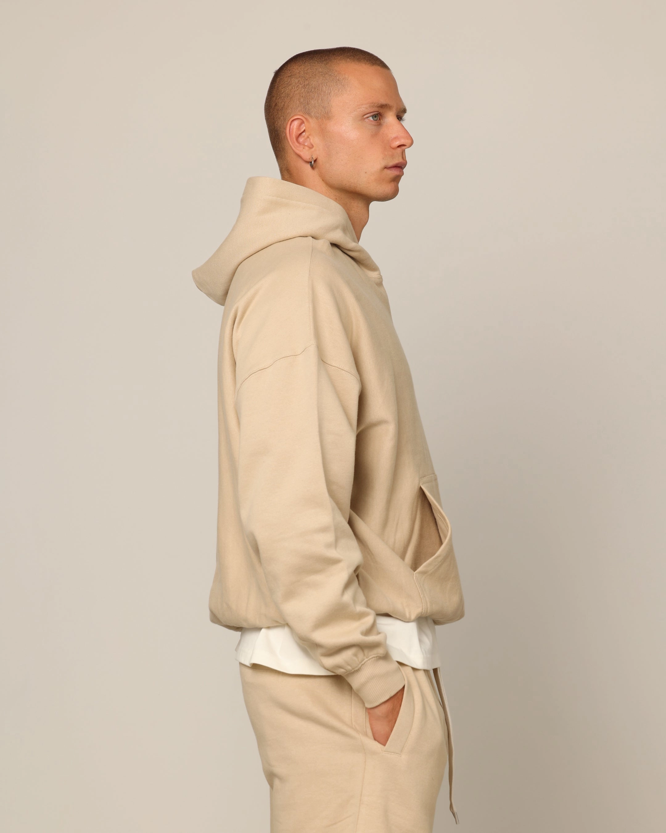 Carr?? Blanc Oversized Hoodie Stone Lightweight Fill