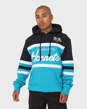 Mitchell & Ness Charlotte Hornets Head Coach Hoodie Teal Quilted Panels Biker