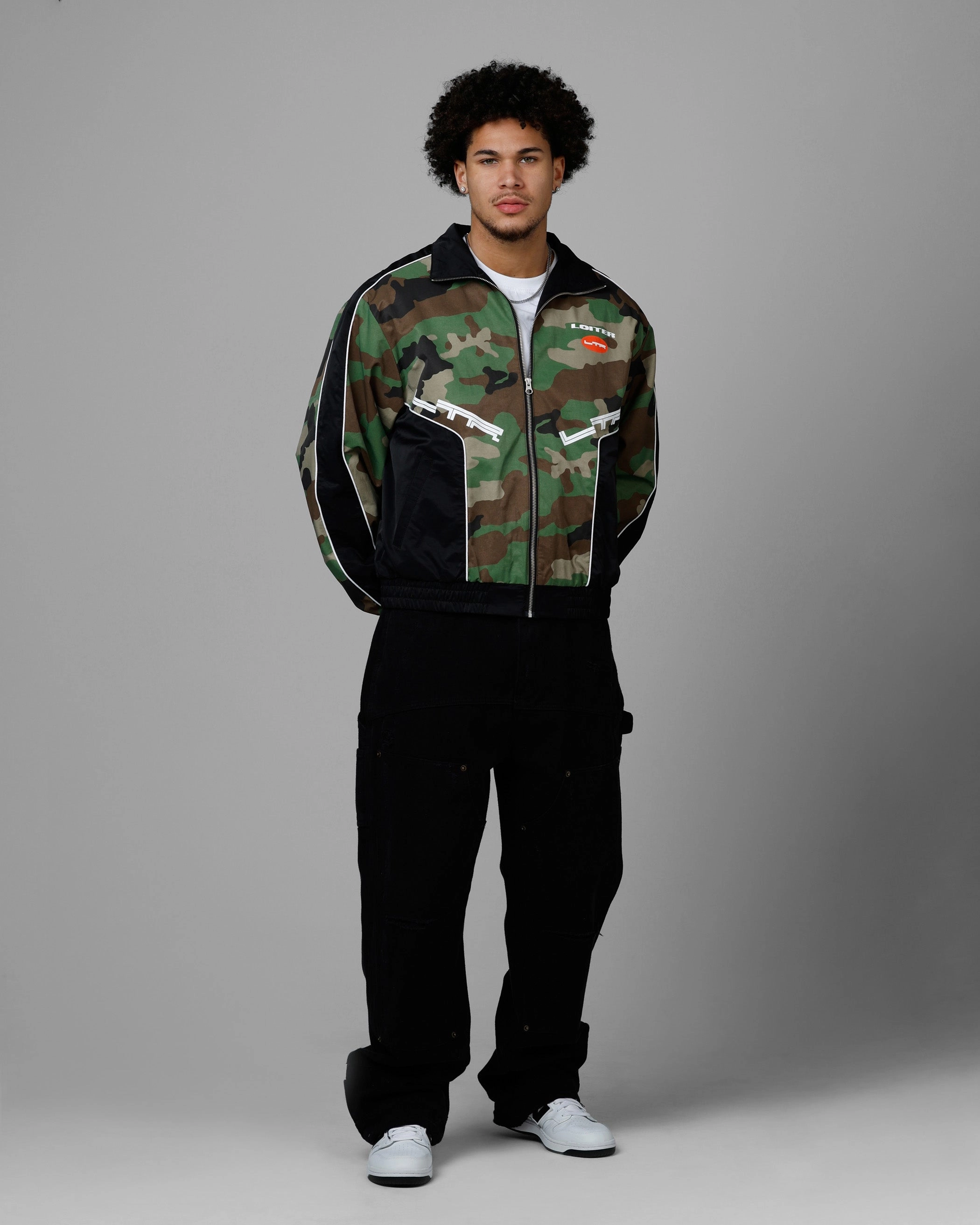 Modular Layering System Touch Loiter Tactical Track Jacket Woodland Camo