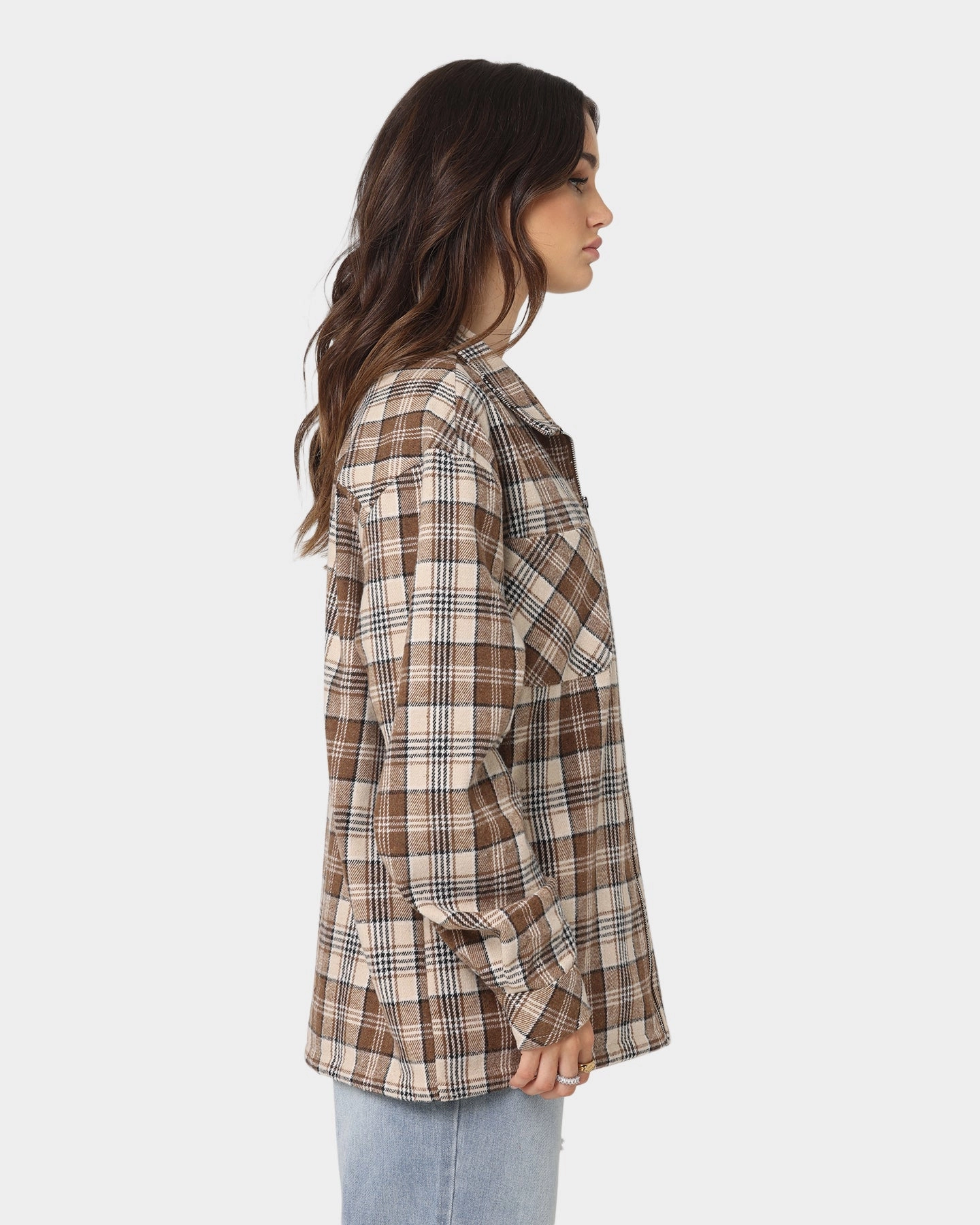 clean design Keychain XXIII Soren Plaid Bomber Jacket Brown