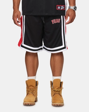 Fubu College Mesh Shorts Black/Red/White Father's Day gift Casual Shorts