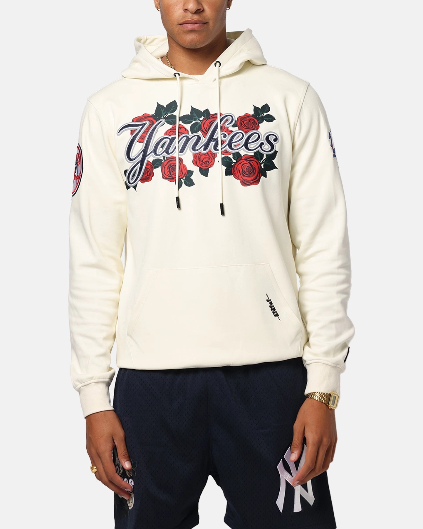 Pro Standard New York Yankees Roses Pullover Hoodie Eggshell Fade Resistant Dye Multi Directional Stretch