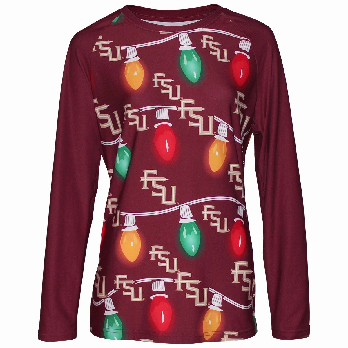 Concept Sports Women's Stacked FSU Stringed Light Design 2024 Holiday Sleep Set - Garnet Drapey Texture