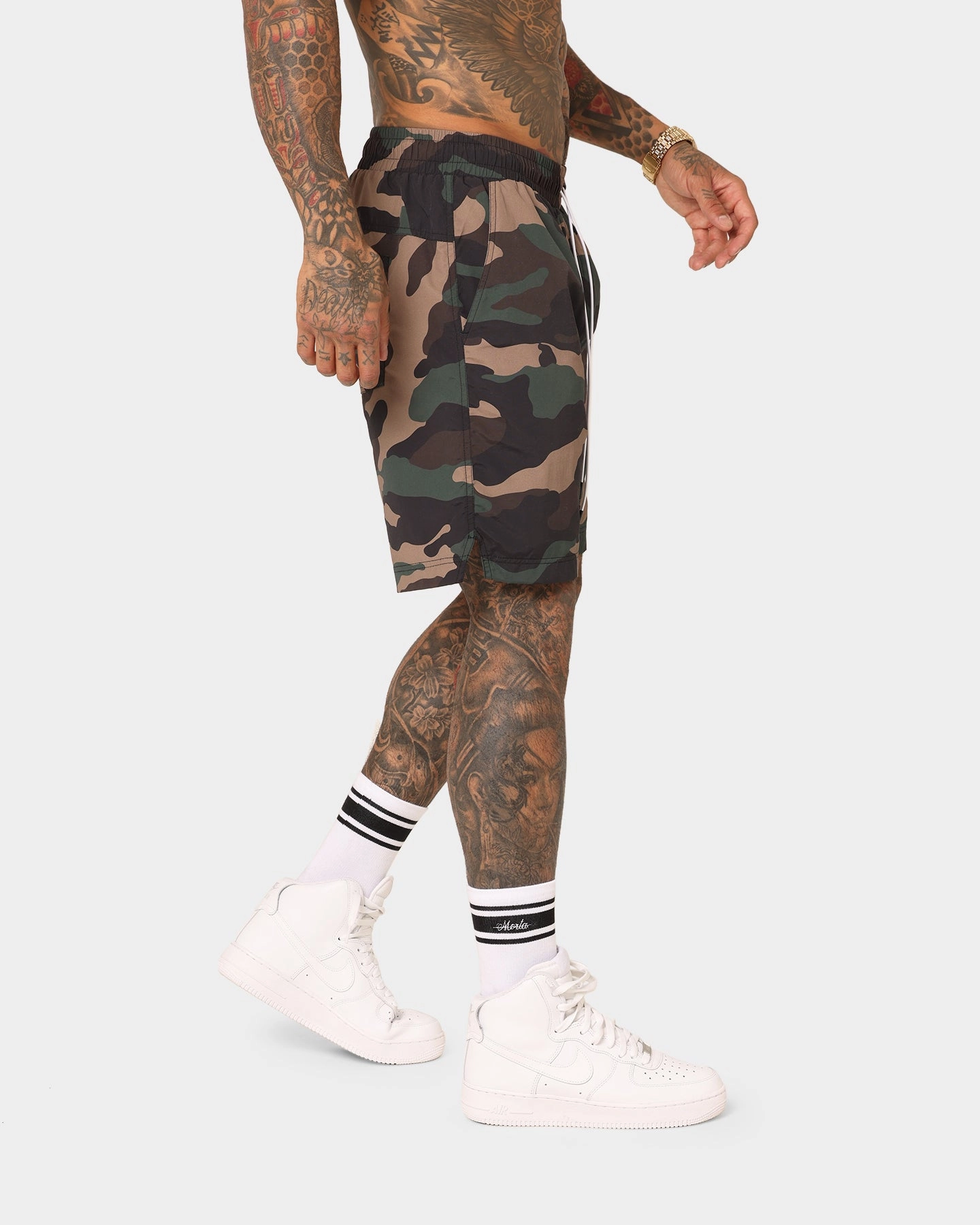 Mid - rise Saint Morta Timeless Camo Beach Shorts Woodland Camo