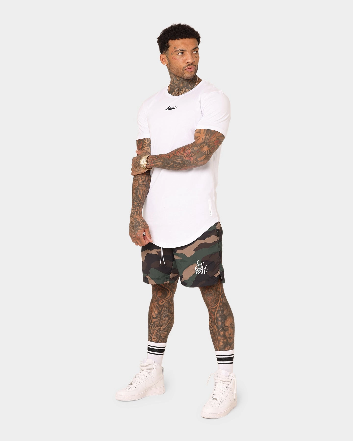 DoubleStitchedSeams Saint Morta Timeless Camo Beach Shorts Woodland Camo