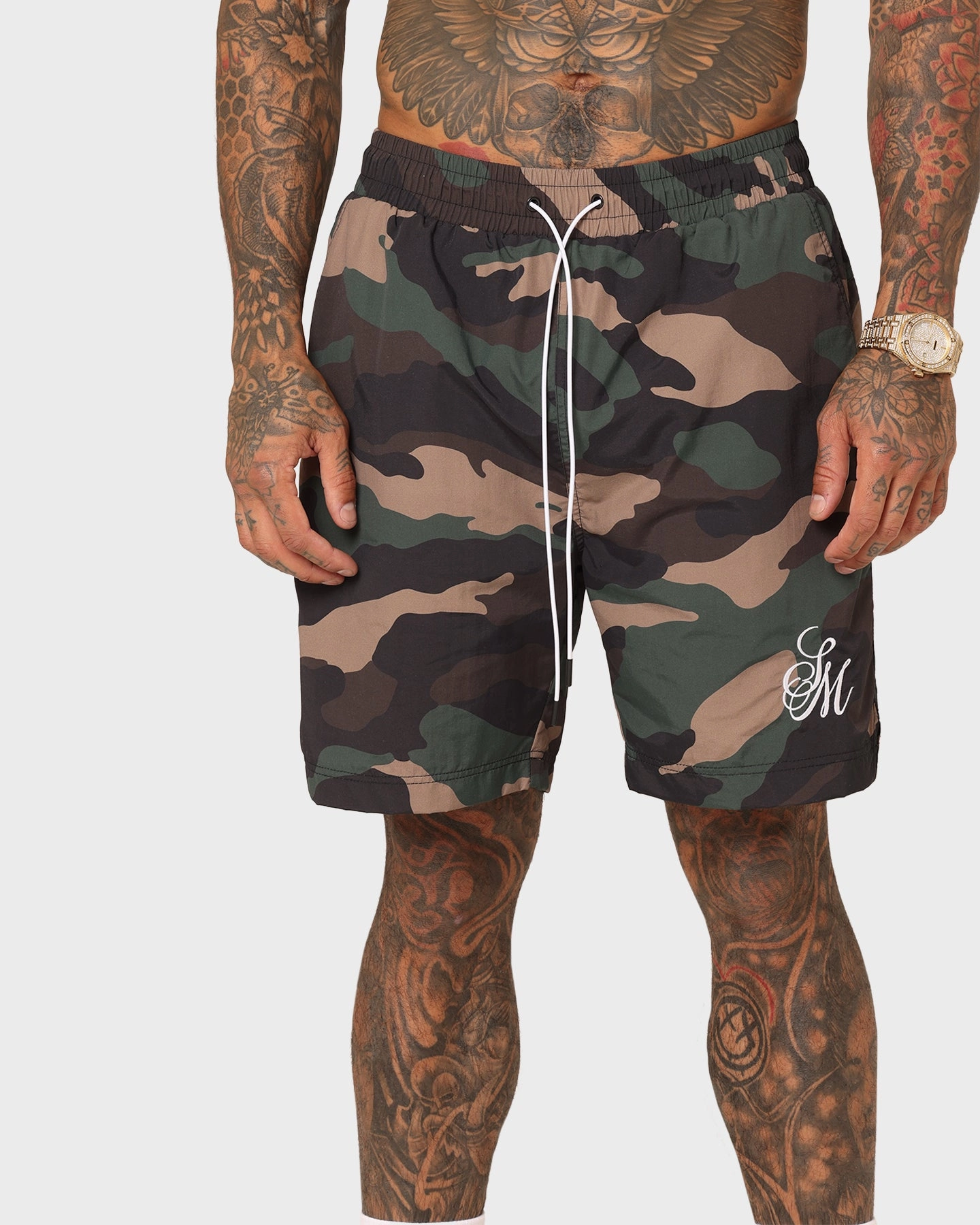 Saint Morta Timeless Camo Beach Shorts Woodland Camo Ventilated Back Panels