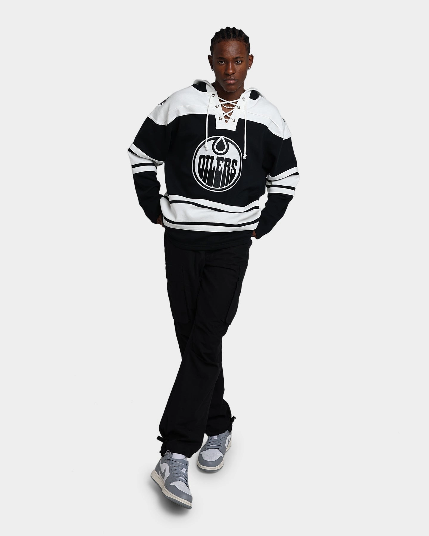 Drop Hood Style 47 Brand Edmonton Oilers Superior Lacer Hoodie Jet Black