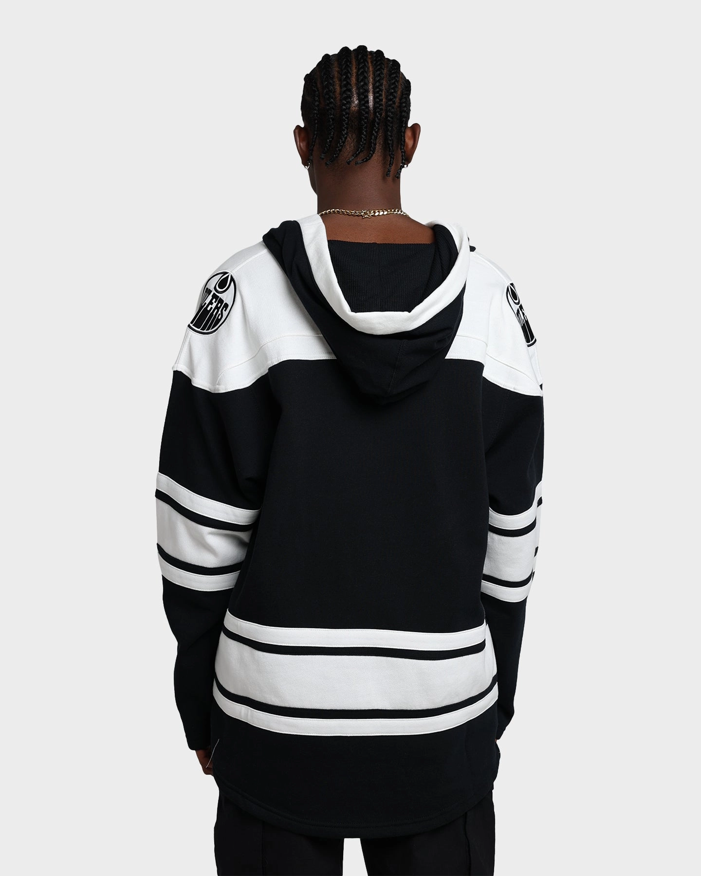 47 Brand Edmonton Oilers Superior Lacer Hoodie Jet Black Perforated Underarm Vents Minimal Utility