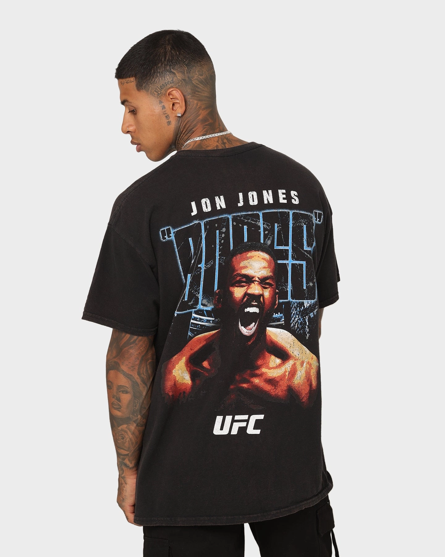 UFC By Goat Crew Jon Jones Bones Vintage T-Shirt Black Wash Soft and Stylish
