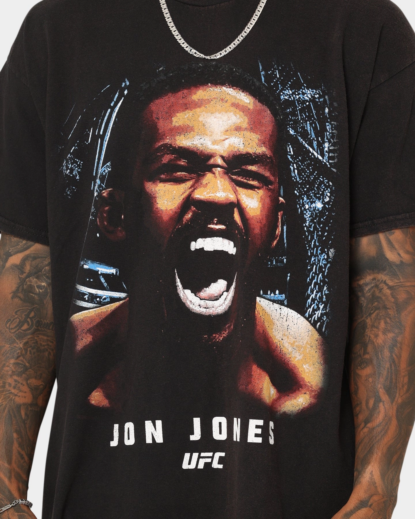 UFC By Goat Crew Jon Jones Bones Vintage T-Shirt Black Wash Colorfast Dye On-the-Go Comfort