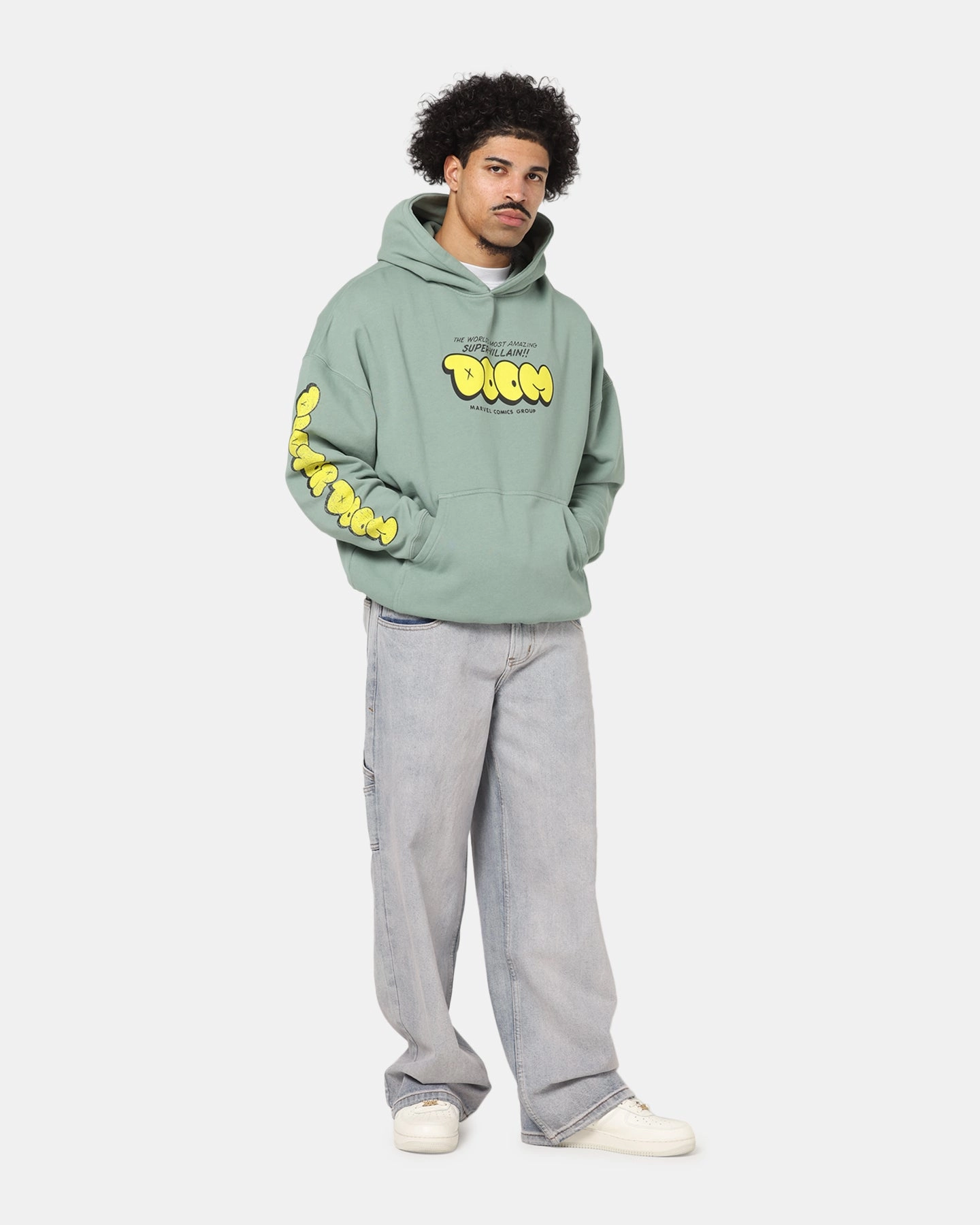 73 Studio Marvel Fantastic Four Doctor Doom Villain Hoodie Washed Green Adult