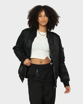 Internal Security Pocket Saint Morta Staten Nylon Bomber Jacket Black