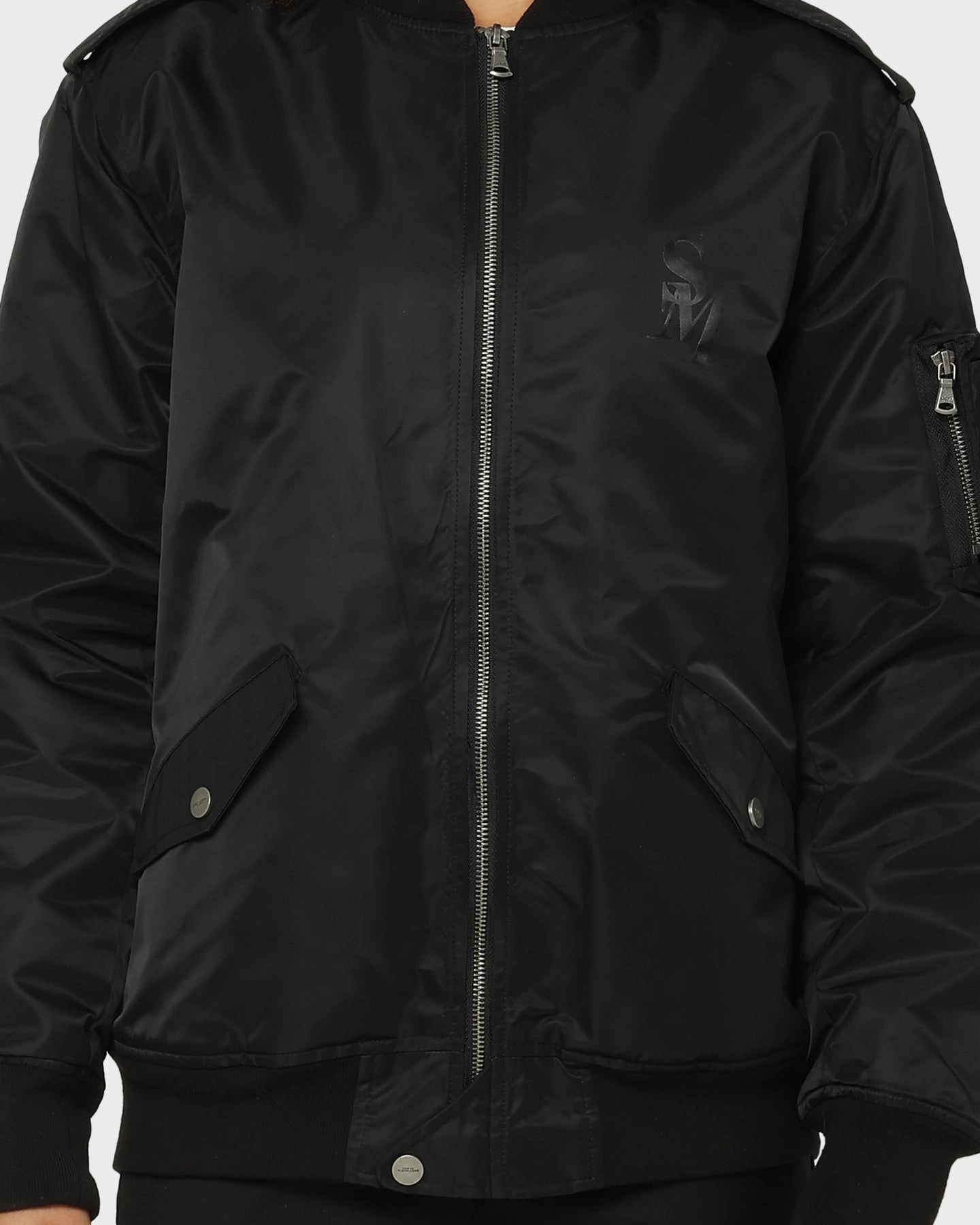 Saint Morta Staten Nylon Bomber Jacket Black short sleeved