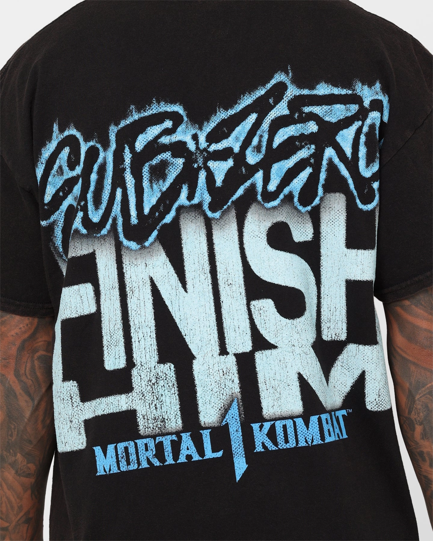 Long Sleeve Heathered Fabric Goat Crew X Mortal Kombat Sub Zero Vintage T-Shirt Black Wash