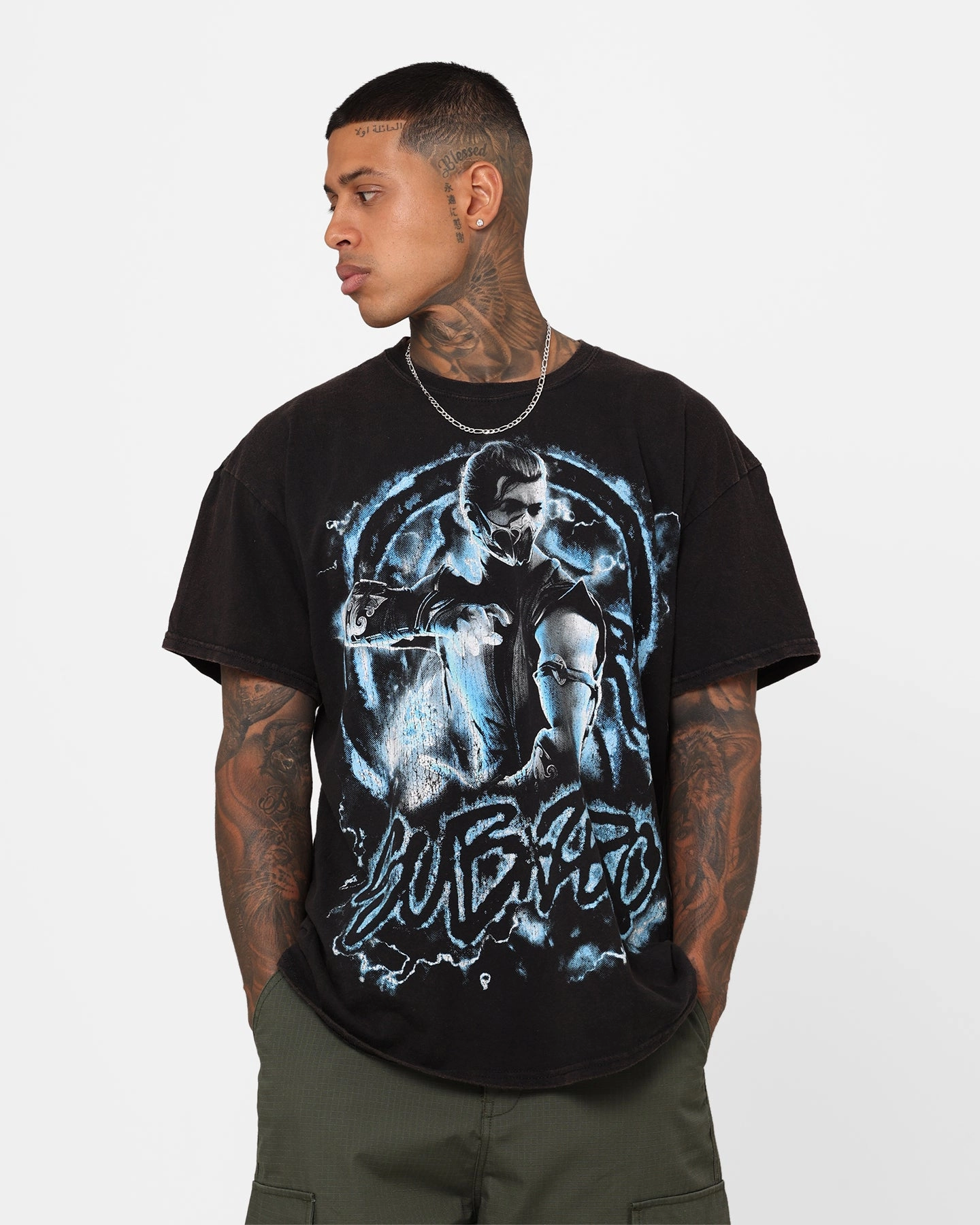 Casual Comfort Wear Loose Fit Goat Crew X Mortal Kombat Sub Zero Vintage T-Shirt Black Wash
