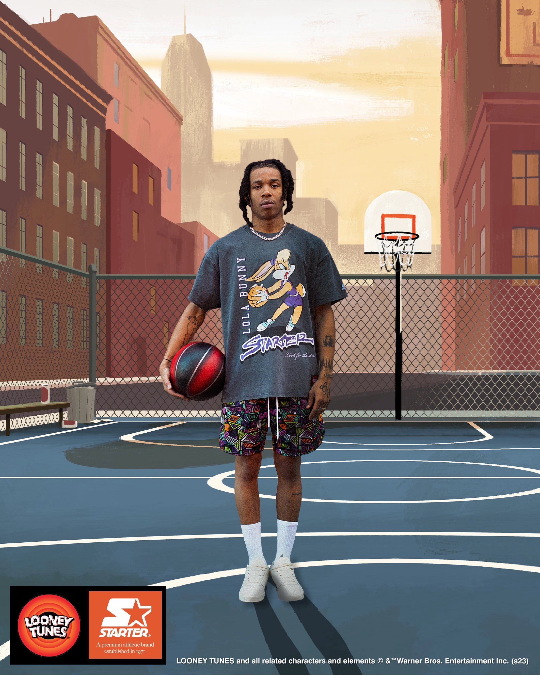 Starter X Looney Tunes Lola Bunny Vintage T-Shirt Vintage Grey Street Comfort Style