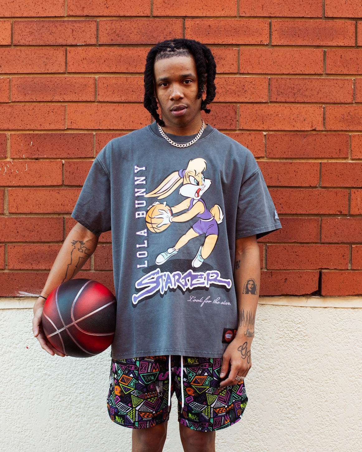Starter X Looney Tunes Lola Bunny Vintage T-Shirt Vintage Grey Casual Comfort Look
