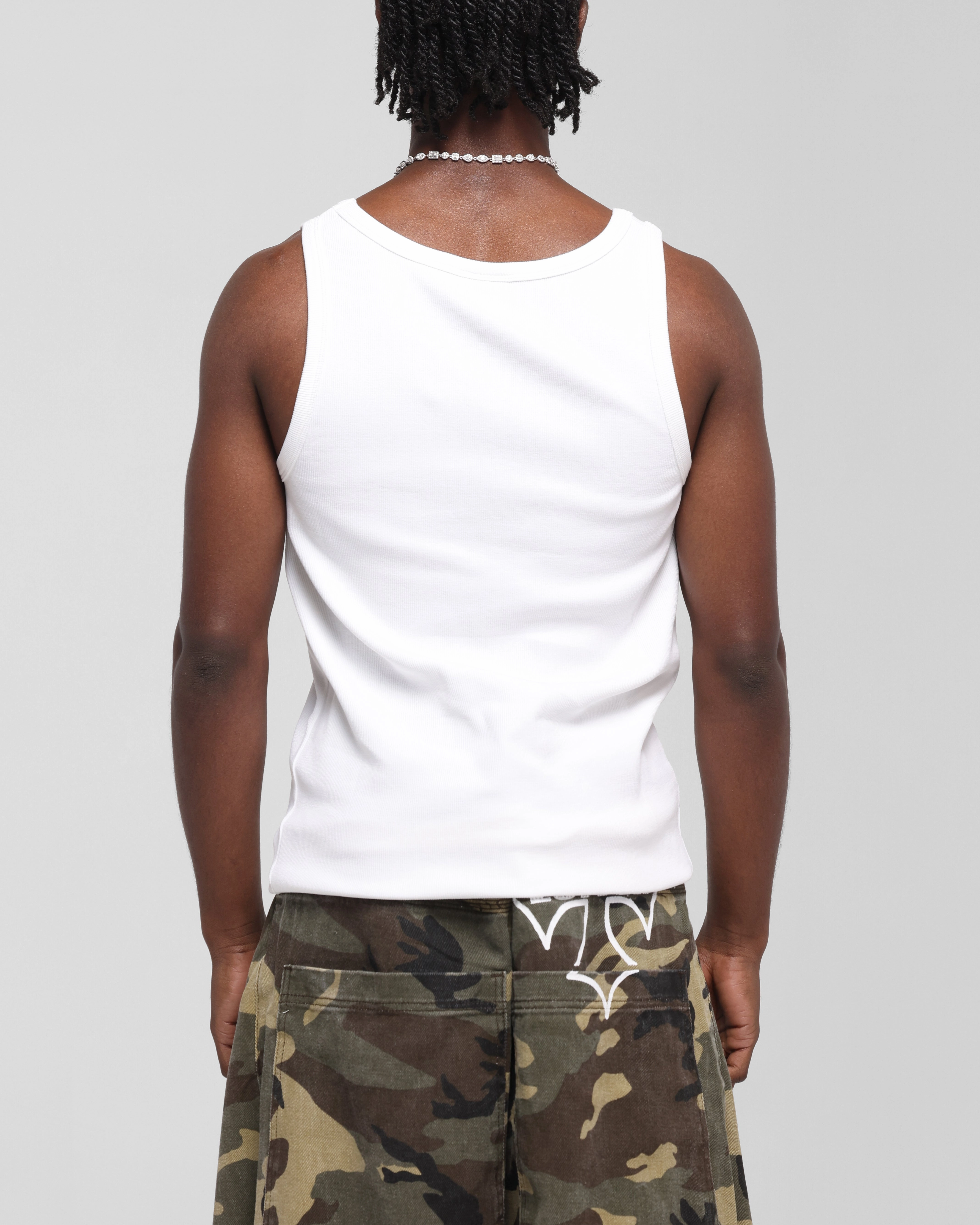 Compact Stitch Pattern Comfy Casual Wear Loiter Gothic Tank Off White