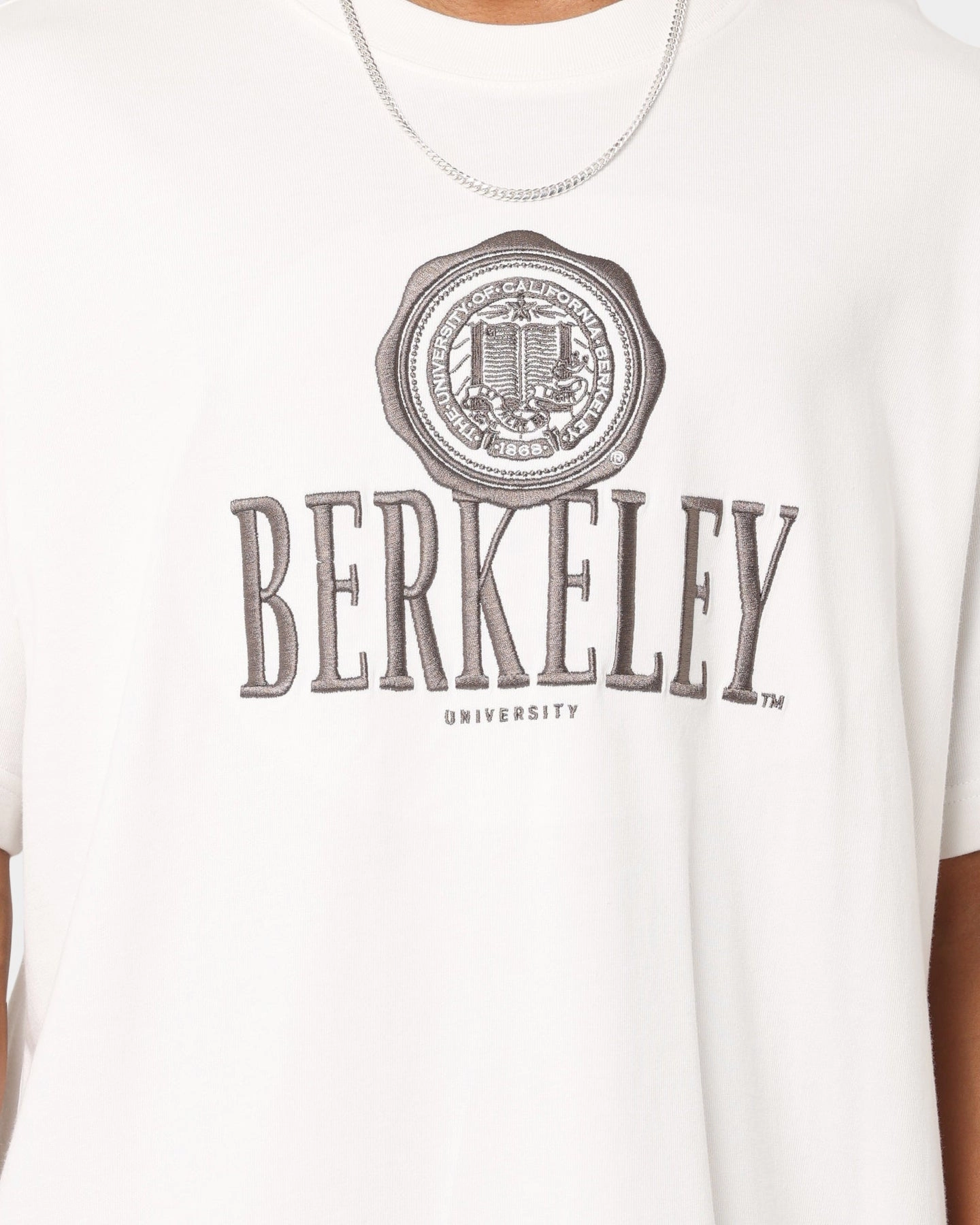 Brushed Interior Lining Anti Odor Treatment The New Establishment University Of California Berkeley Stack Logo T-Shirt Vintage White