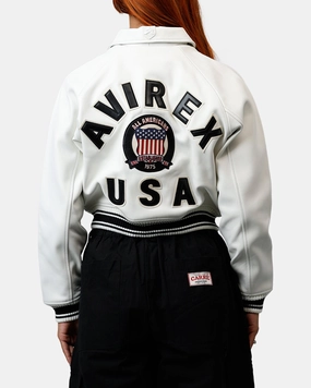 Avirex Women's Cropped Icon Jacket Snow White Light Reflective