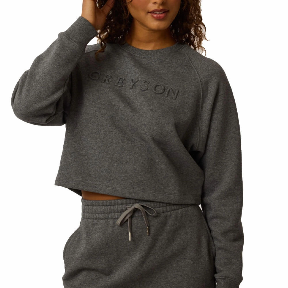 Outdoor Trip Greyson Aspen Cropped Crewneck Golf Sweater Smoke Heather - FA24 Women