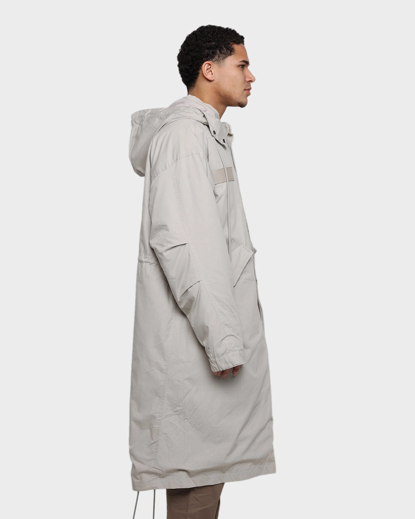 Adjustable MNML Hooded Trench Jacket Grey