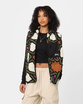 anti static Stussy Women's Reversible Stock Sherpa Vest Natural