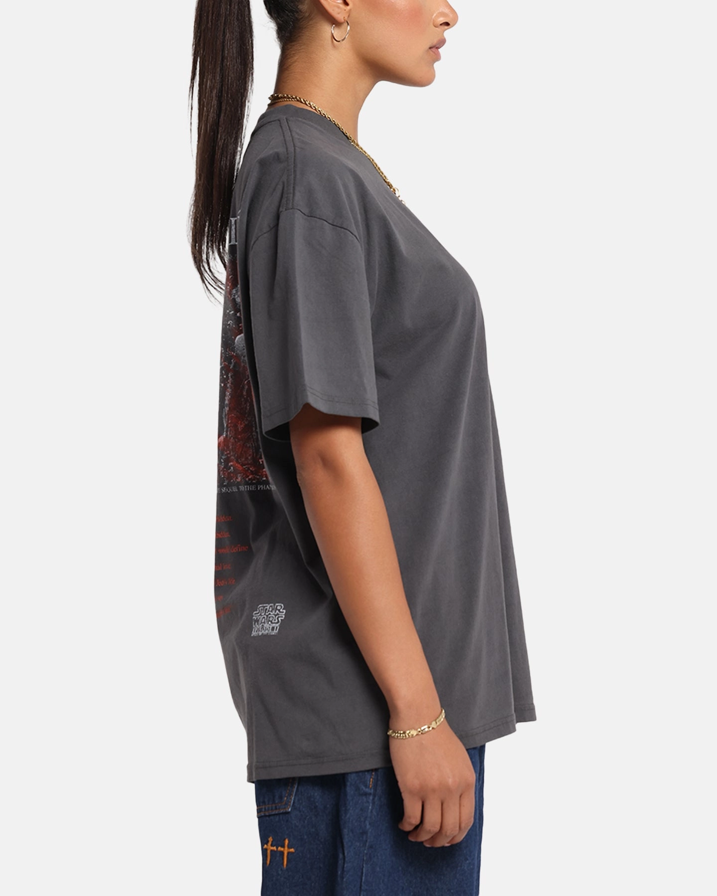 Double Stitched Seams 73 Studio Star Wars Anakin And Padme Vintage T-Shirt Black Wash