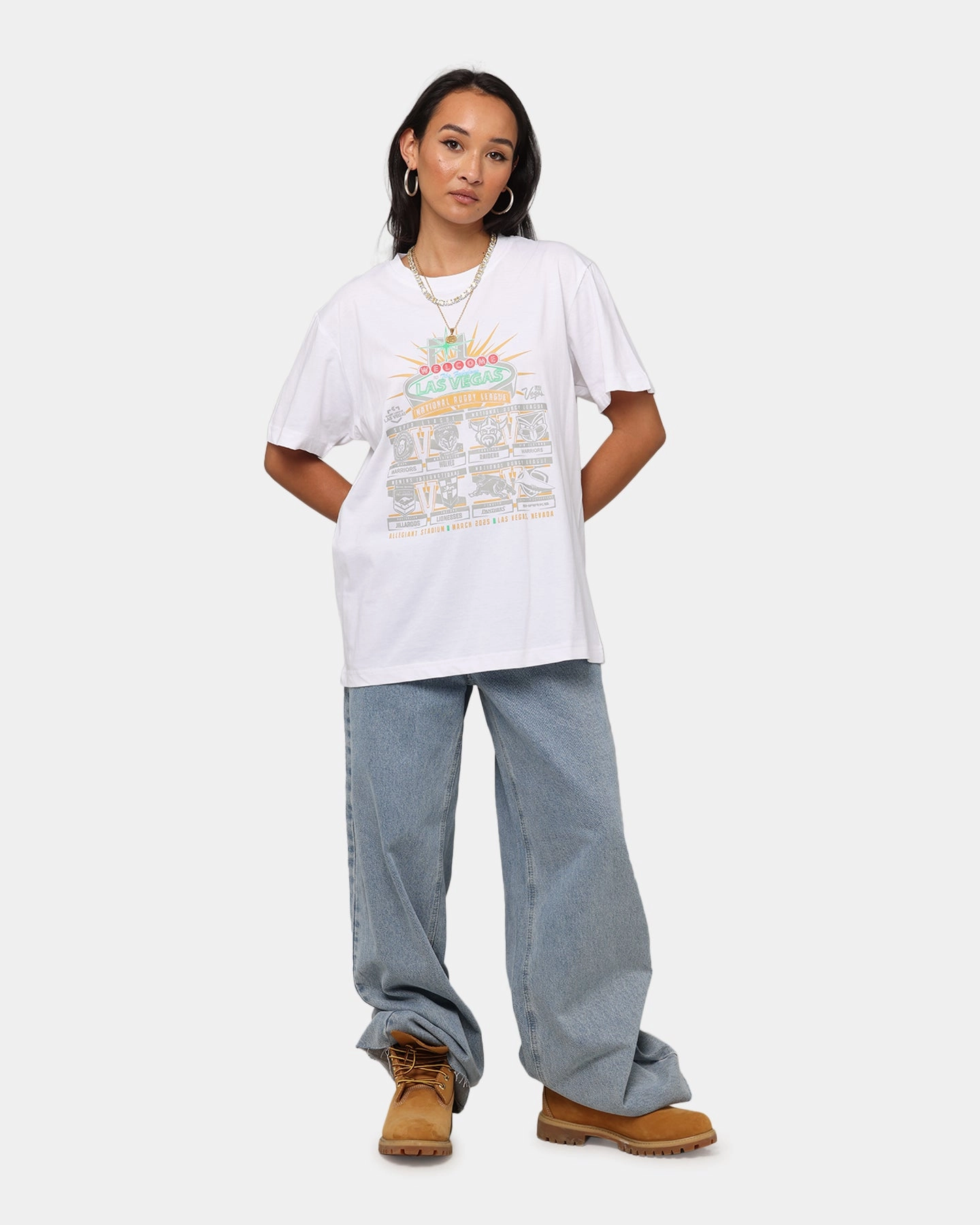 Pullover Comfy Fit Tidwell NRL 2025 Las Vegas Round Sign T-Shirt White