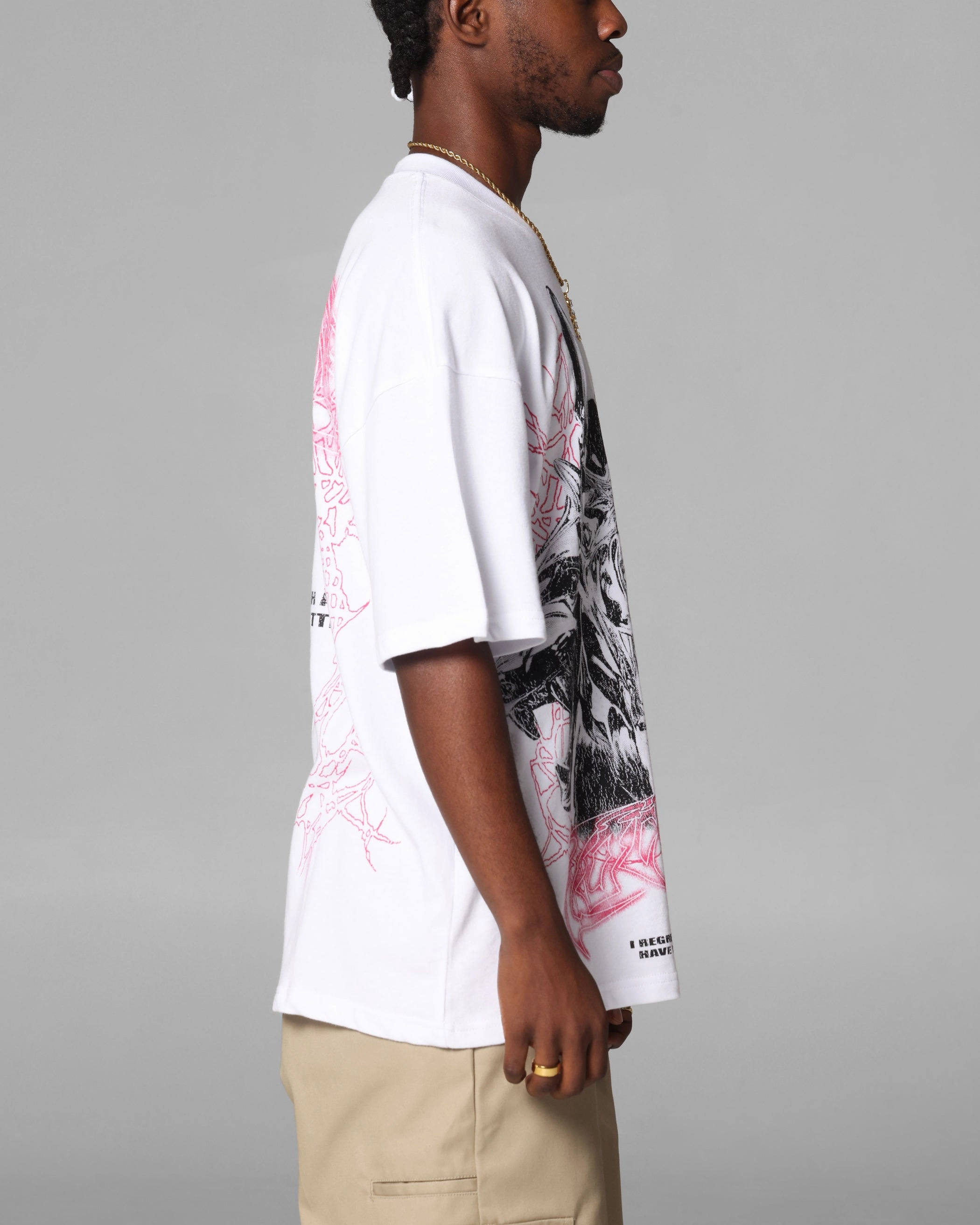 MinimalistDesign Boat Neck Loiter Dog Pound Vintage T-Shirt White