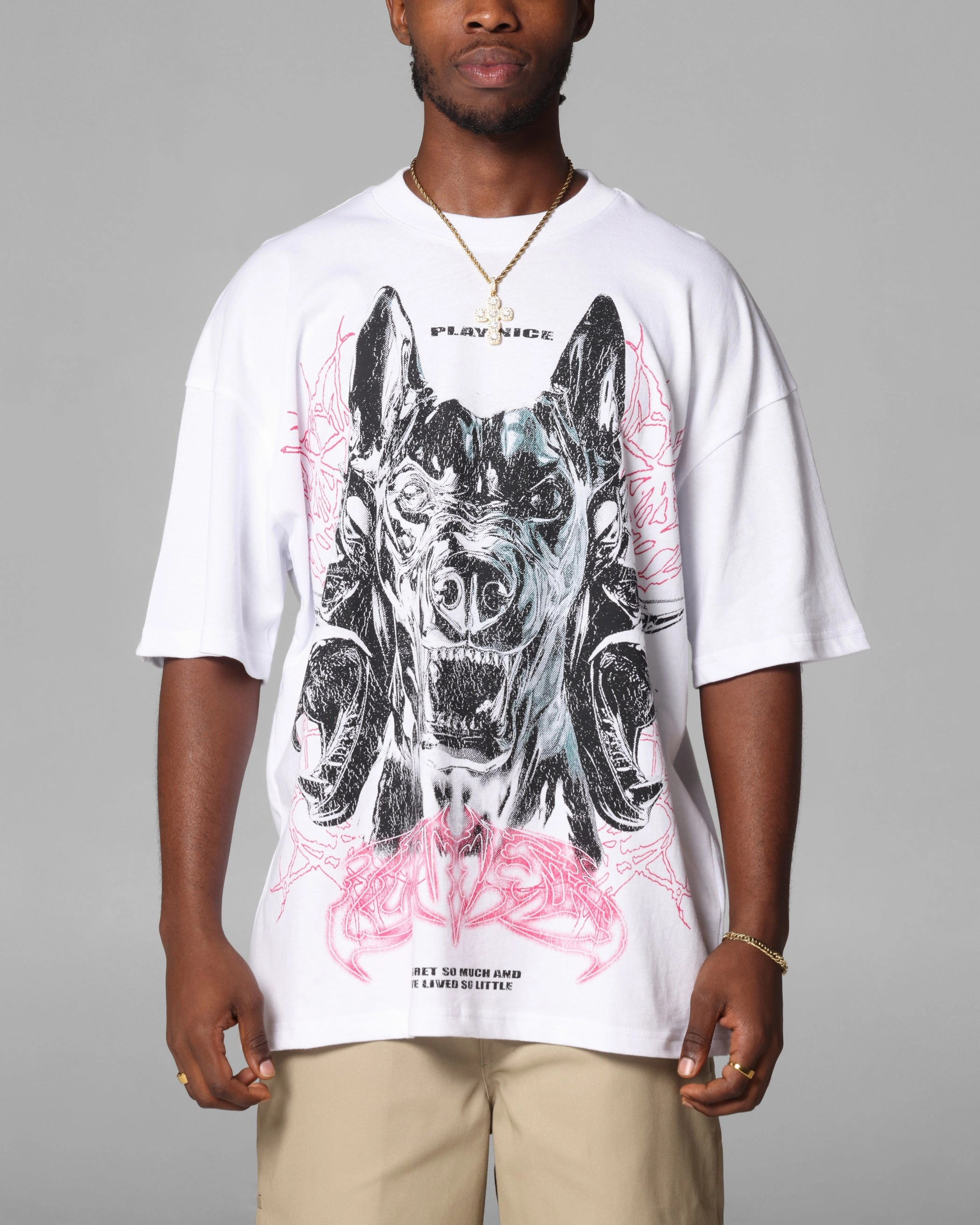 Drip Dry Fabric Loiter Dog Pound Vintage T-Shirt White