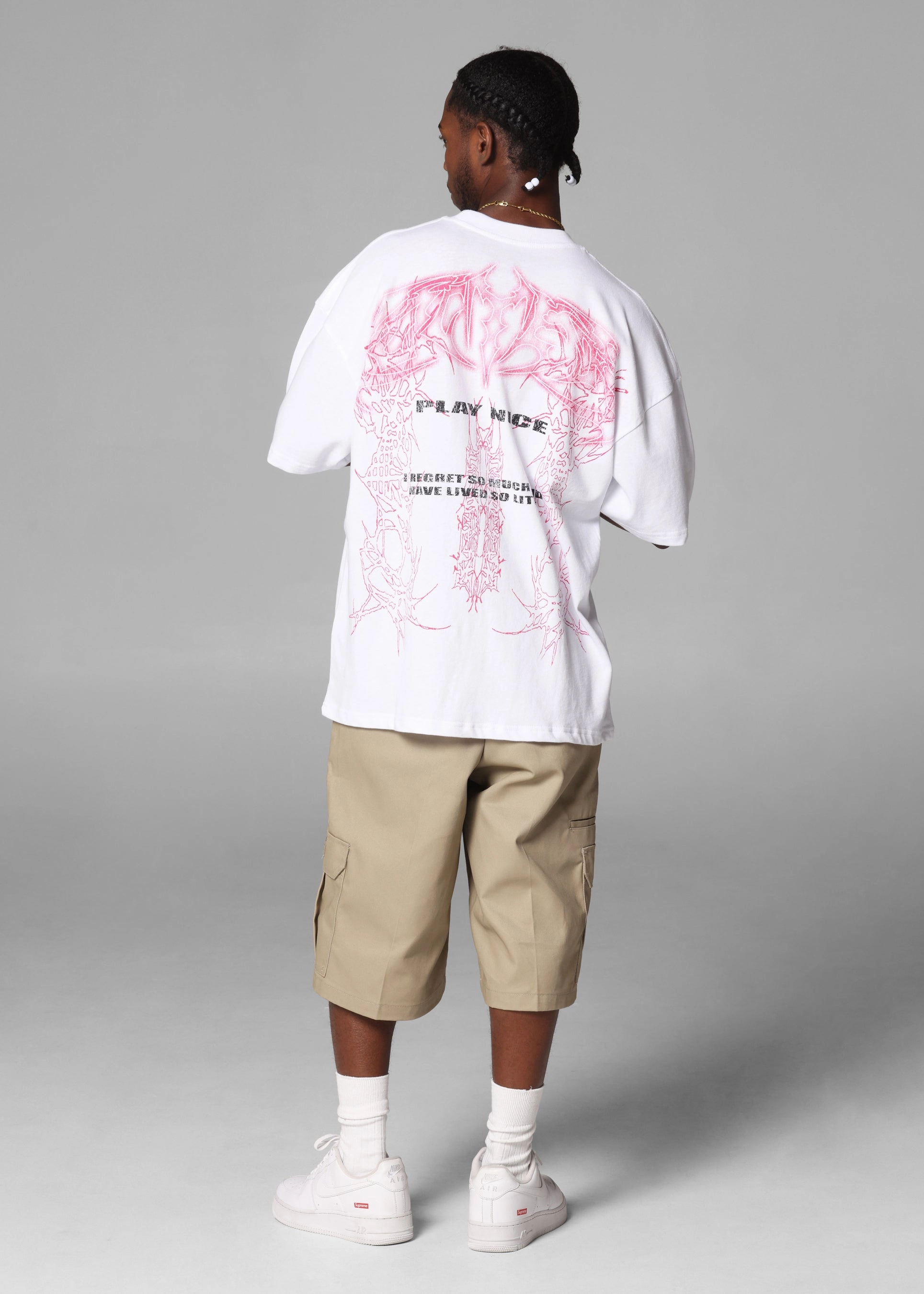 Cozy and Soft contrast Loiter Dog Pound Vintage T-Shirt White