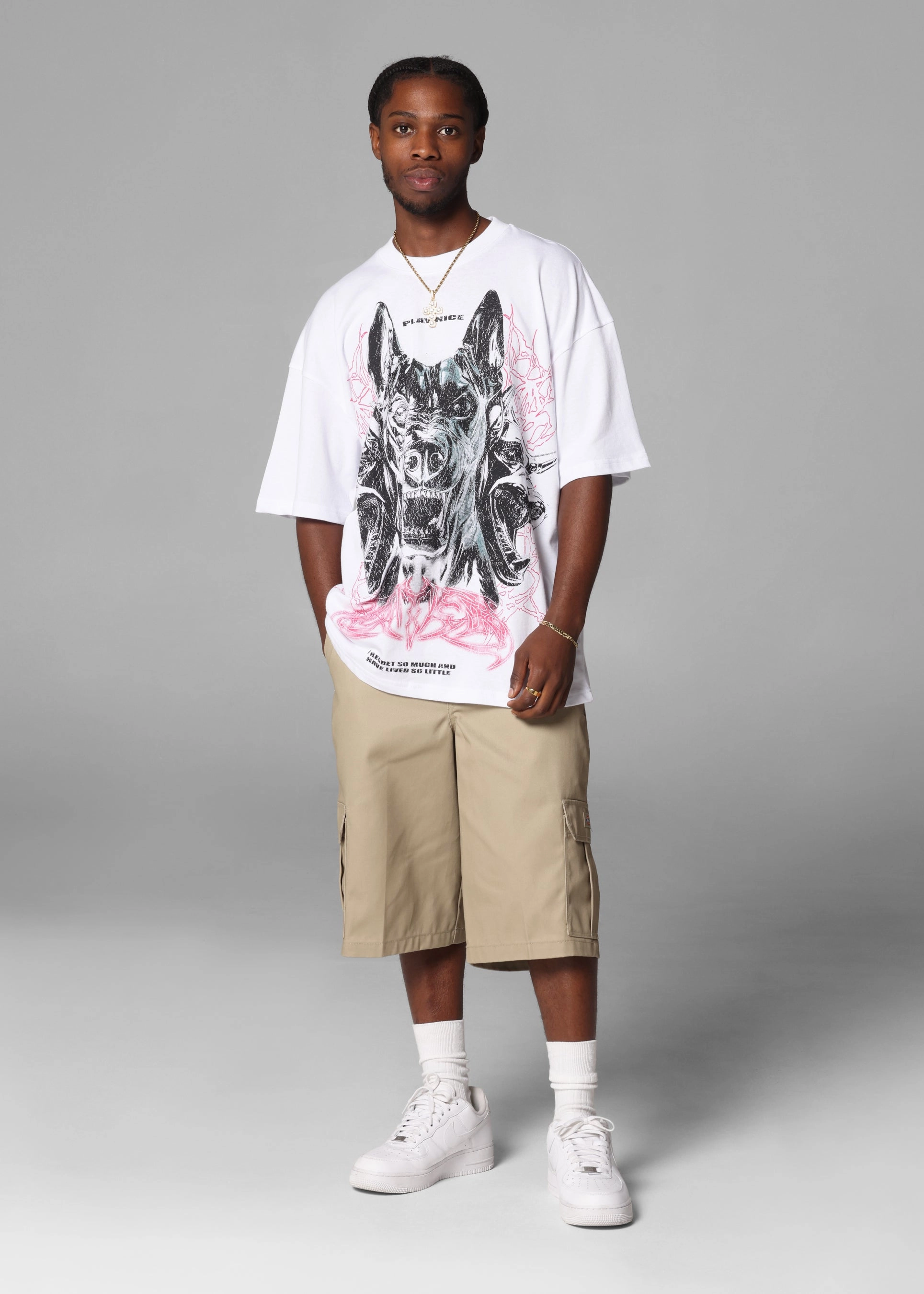 Cool Design Loiter Dog Pound Vintage T-Shirt White