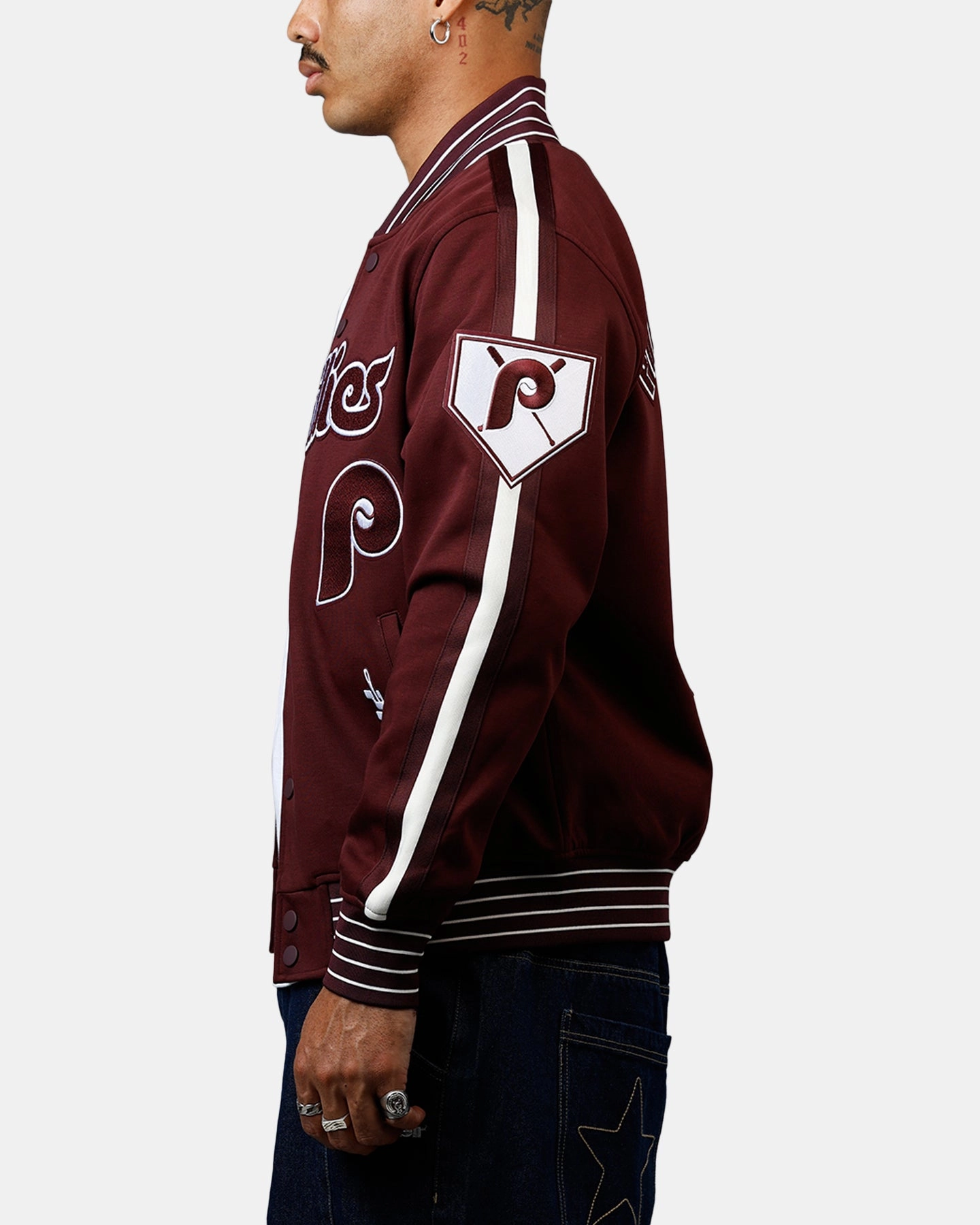 beach bonfire online purchase Pro Standard Philadelphia Phillies Double Knit Jacket Burgundy