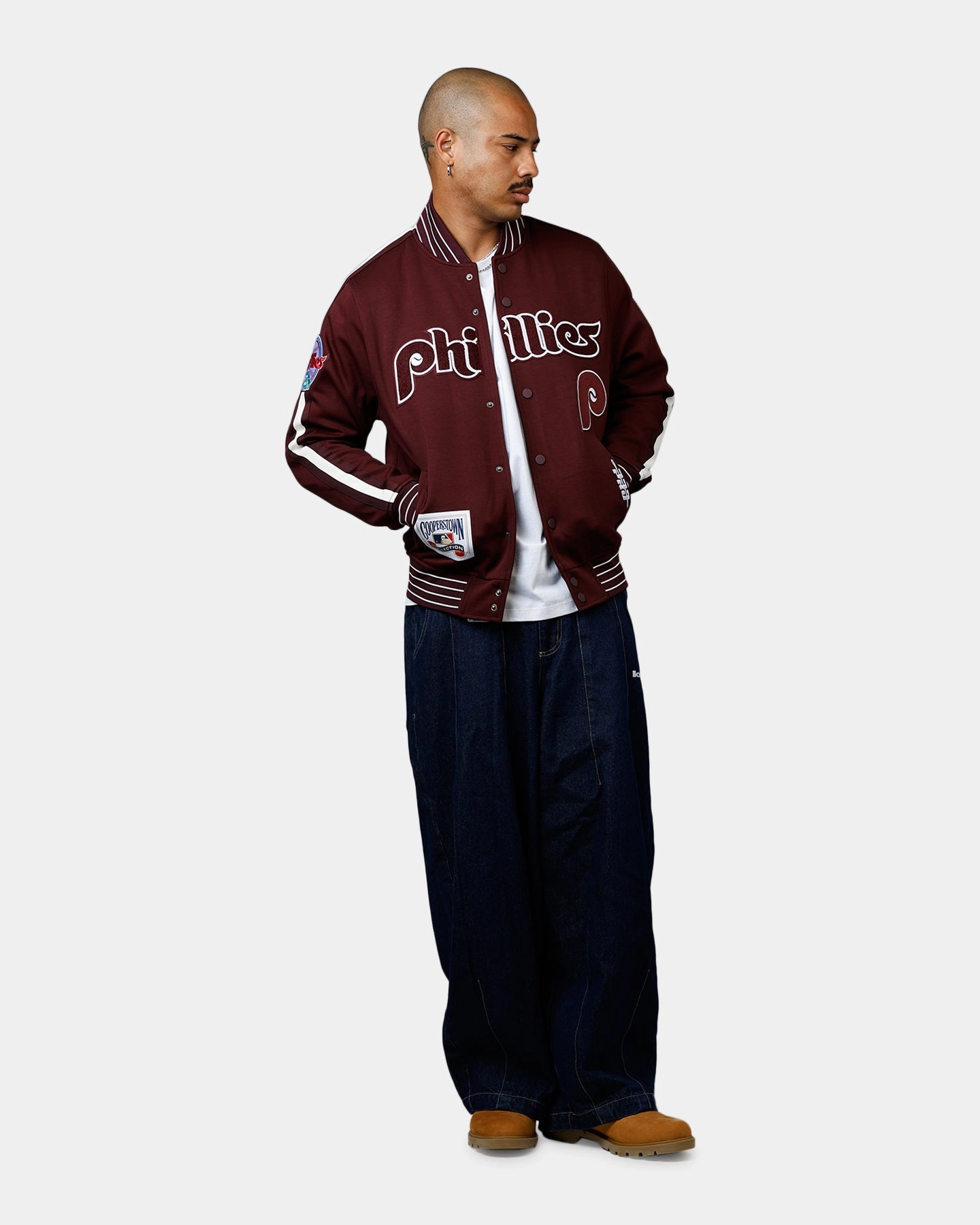 Pro Standard Philadelphia Phillies Double Knit Jacket Burgundy Four Way Stretch Fabric Nightwear