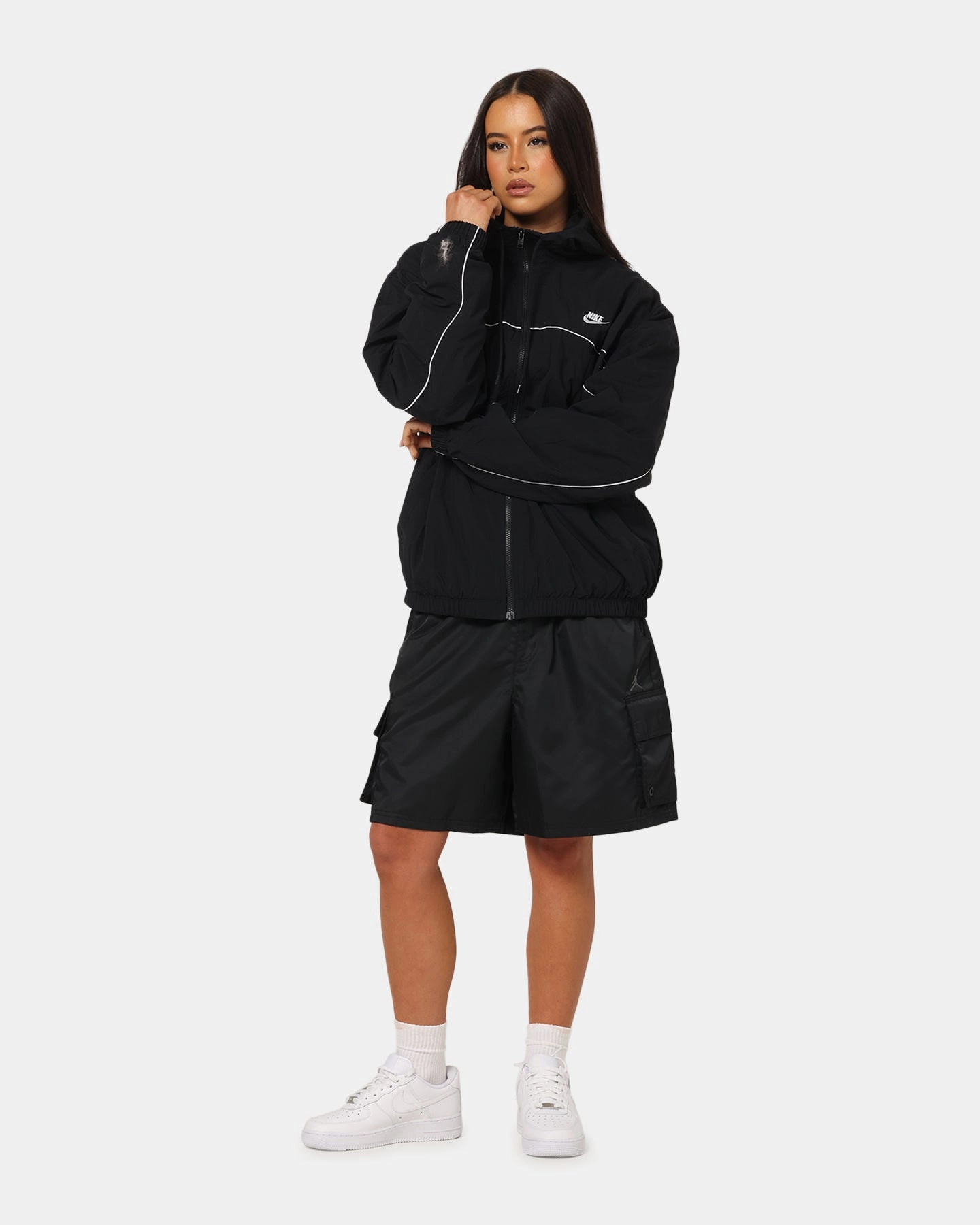 Forest Nike Club Athlete Hooded Jacket Black/White/White
