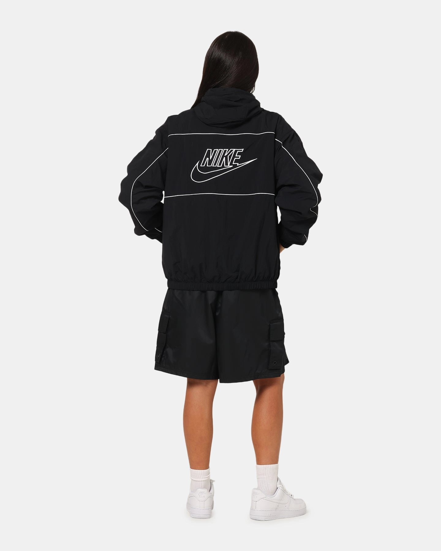 Nike Club Athlete Hooded Jacket Black/White/White Taped Zippers