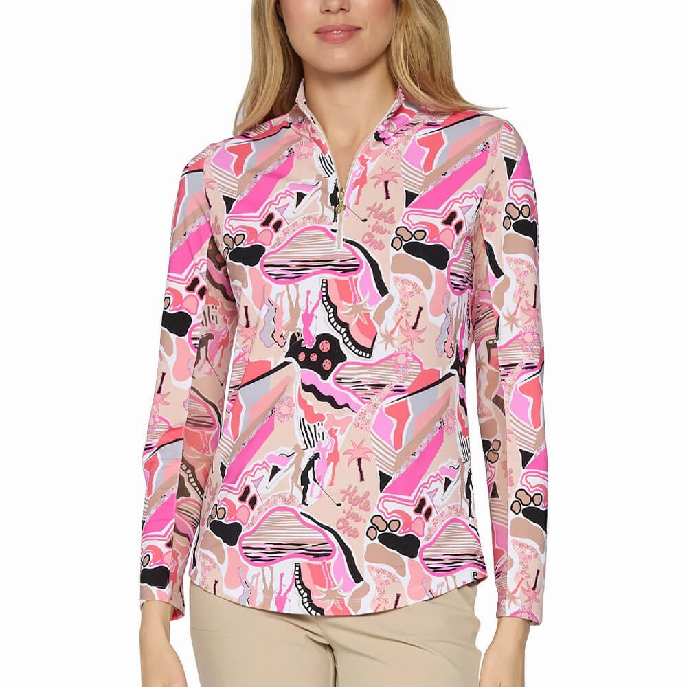 Elegant Evening clean design G Lifestyle Q Zip Sun Protection Golf Pullover Beige Golfer - SS25 Women