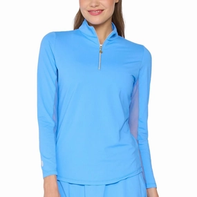 G Lifestyle Q Zip Sun Protection Golf Pullover Bright Peri - SS25 Women Basic Travel Fit
