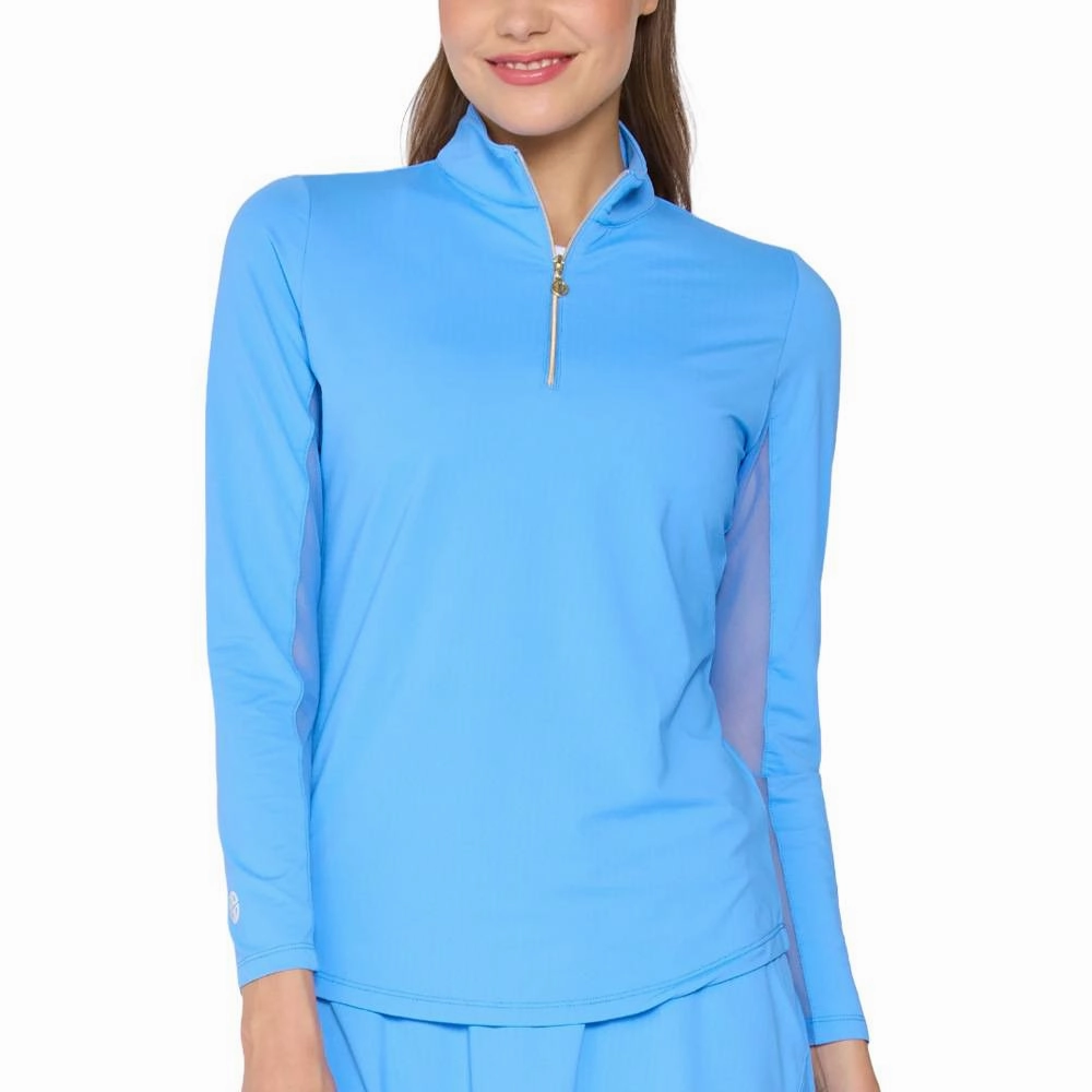 Thermo Regulating Fabric G Lifestyle Q Zip Sun Protection Golf Pullover Bright Peri - SS25 Women