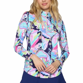 G Lifestyle Q Zip Sun Protection Golf Pullover Navy Golfer - SS25 Women Fashion Event