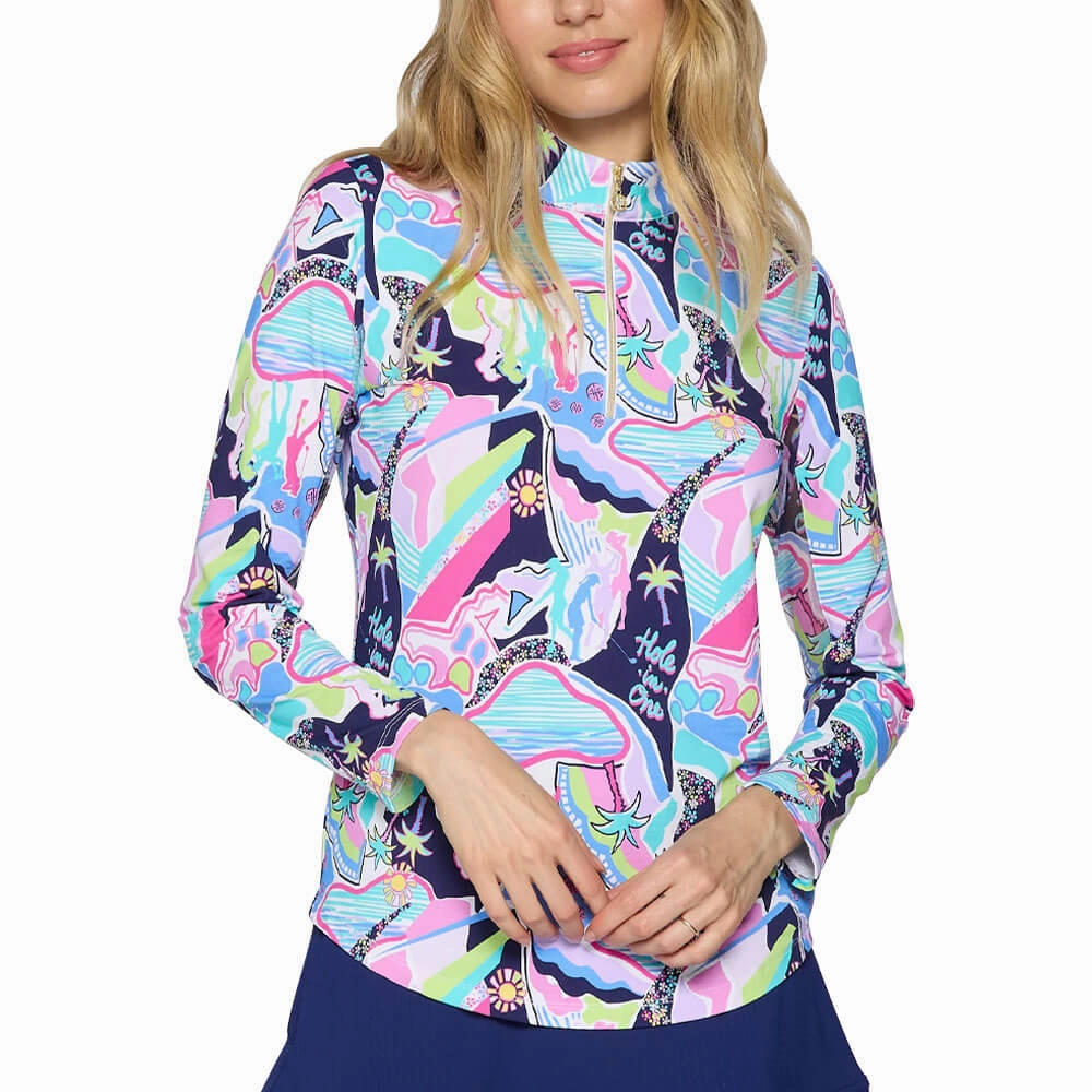 G Lifestyle Q Zip Sun Protection Golf Pullover Navy Golfer - SS25 Women Aramid Fiber Reinforcement